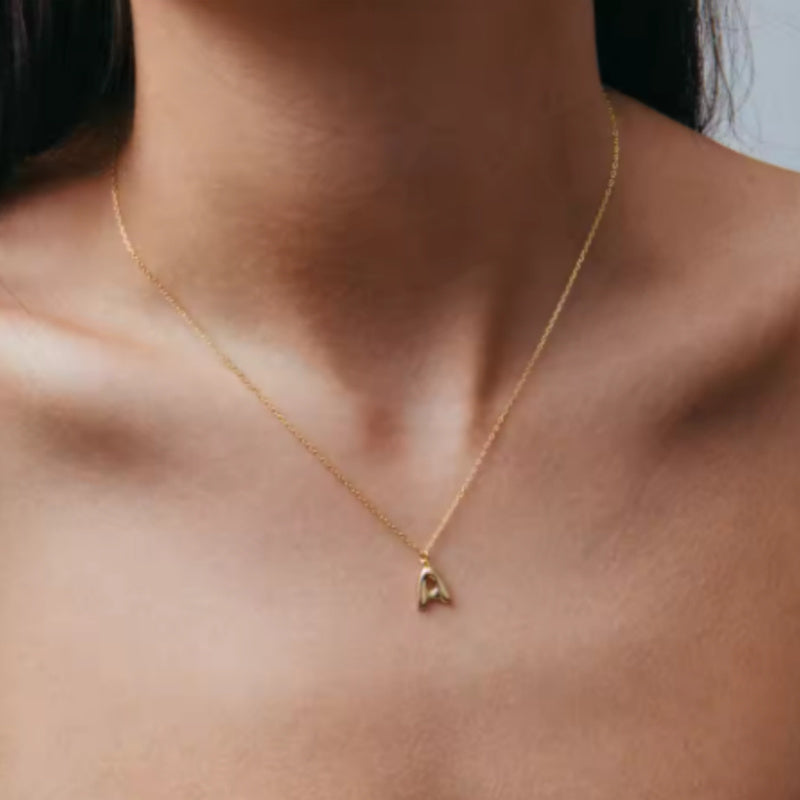 MINI BUBBLE LETTER PENDANT NECKLACE 18K Gold Plated Personalised Initial Necklace
