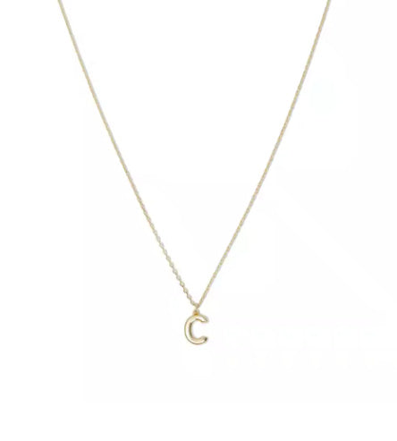 MINI BUBBLE LETTER PENDANT NECKLACE 18K Gold Plated Personalised Initial Necklace