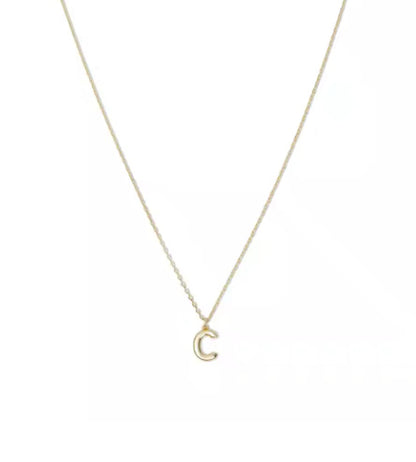 MINI BUBBLE LETTER PENDANT NECKLACE 18K Gold Plated Personalised Initial Necklace