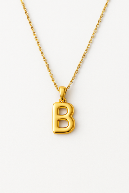 MINI BUBBLE LETTER PENDANT NECKLACE 18K Gold Plated Personalised Initial Necklace