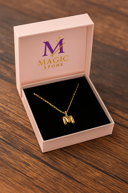 MINI BUBBLE LETTER PENDANT NECKLACE 18K Gold Plated Personalised Initial Necklace