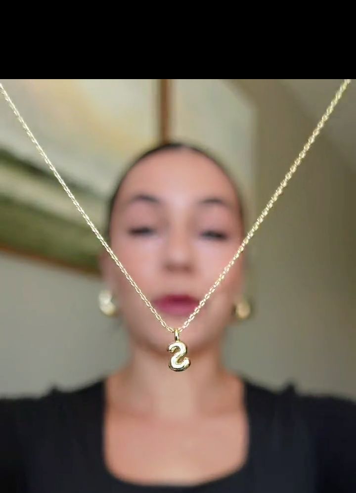 MINI BUBBLE LETTER PENDANT NECKLACE 18K Gold Plated Personalised Initial Necklace
